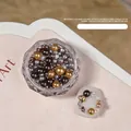 High-gloss holeless mixed size nail art pearls in Maillard brown and gold tones, size 02 - 02# Mixed Sizes / Dark Coffee Mixed