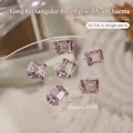 Eisrosa transparente Taubenei-Kristall Nagelkunst-Anhänger mit Perlen, 8x12mm Einzelpack - Rechteck Rose