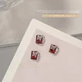 Elegant alloy butterfly nail art charm with rectangular red rhinestone and pearls - Deep Red Butterfly Wing (G1714-03) / Single Piece