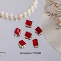 Bordeaux red rectangular nail art rhinestones for DIY manicure and nail decoration - Rectangle Style (G1613) / 1 Piece