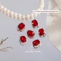 Luxury Bordeaux red pillow-cut rhinestones for nail art decoration, size 10x13mm - Pillow Style (G1619) / 1 Piece