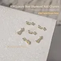 Luxury golden 3D bow-shaped nail art charms inlaid with sparkling zircon rhinestones for manicure - Butterfly Bow Style (G1627) / 1 Piece/Pack (3.5*10mm) / Gold