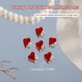 Elegant Bordeaux red heart-shaped nail art rhinestones for sparkling manicure decorations - Asymmetric Heart Style (G1615) / 1 Piece