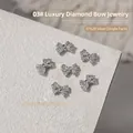 Sparkling silver bow knot zircon nail art charms with rhinestones for luxury manicure - Butterfly Bow Style (G1628) / 1 Piece/Pack (6.8*10.3mm) / Silver