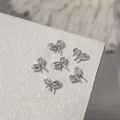 Silver butterfly bow zircon nail art charms for 3D luxury manicure decoration 9x10mm - Butterfly Bow Style (G1630)