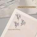 Dije para uñas de aleación de plata con ala de mariposa y piedra rectangular brillante - Ala de Mariposa Izquierda (G1714-13) / Pieza única