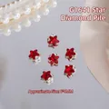 Bordeaux red star-shaped nail charms with clear accents in 8x8mm size - Star Style (G1641) / 1 Piece