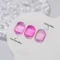 Vernis gel rose bonbon translucide #010 avec effets unis et œil de chat - 10#