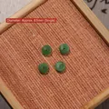 Small green jade Ping'an Kou nail art charm, 8.5mm round stone decoration for DIY manicure - Green Small Peace Buckle / 1 Piece
