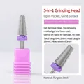 Professional tungsten steel 5-in-1 nail drill bit with purple base for nail gel removal - 5-in-1 Cross Teeth