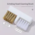 Dual-sided nail drill bit cleaning brush with copper wire and white nylon bristles - Dual Head Dust Brush