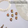 Elegant Maillard brown heart-shaped nail charm decorated with pearls and sparkly rhinestones - Large Heart (G1423) / 1 Piece