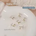 Elegant golden reindeer nail art charms featuring sparkling zircon stones for Christmas decor - Pave Reindeer (G1645) / Single Piece