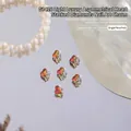 Luxury Maillard brown heart nail art rhinestone with pearl and zircon decoration charm - Small Crooked Heart (G1426) / 1 Piece