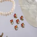 Maillard style brown heart nail art charms with sparkling rhinestones, 10x10mm size - Large Crooked Heart (G1428) / 1 Piece
