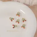 Exquisite Christmas bell nail art charms with red and green rhinestones, gold alloy finish - Gold Bow Bell (G1650) / Single Piece