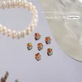 Maillard style orange amber heart-shaped nail art charms with sparkling rhinestones - Small Heart (G1430) / 1 Piece