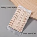 Pointed wooden cotton swabs for professional nail art cleaning, approx 100 count per pack - Single-Ended Long Style / 100 Pieces/Pack (10cm)