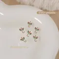 Christmas-themed umbrella nail art charms with red and green rhinestones, size 7x9mm - Red Green Zirconia Umbrella (G1657) / Single Piece