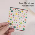 Detailed 3D relief Christmas nail art stickers featuring Santa, snowflakes and reindeer - Christmas Series (Aha-069)