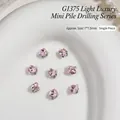 Exquisite pink heart-shaped nail art charms with pearl and crystal accents, size 7x7.5mm - Small Heart Style (G-1375) / 1 Piece (7x7.5mm) / Pink