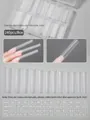 240 pièces de faux ongles transparents trapézoïdaux longs avec tableau de tailles détaillé - Style Tube Long (c4) / 240 Unités / Transparent