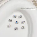 Iridescent heart-shaped nail art rhinestone with pearl accent, 7x7.5mm single pack. - Small Heart Style (G-1376) / 1 Piece (7x7.5mm) / Aurora Color