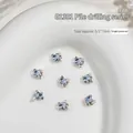 Blue butterfly shaped nail art rhinestones with pearls for elegant manicure decor - Small Butterfly Style (G-1381)