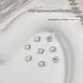 Elegant 6x8mm mini rectangular nail charm with sparkling rhinestones and pearls - Small Octagon Style (G-1387)