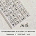 Μεγάλα λευκά κρύσταλλα 12x13mm σε σχήμα παραμορφωμένης καρδιάς για διακόσμηση νυχιών. - Παραμορφωμένο Διαμάντι Μυτερής Πλάτης Καρδιά (Μεγάλο) / 12*13mm / Λευκό/Διάφανο