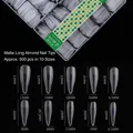 Frosted long water-drop false nail tips, 10 sizes 500pcs set, professional salon quality - Long Stiletto / 500 Pcs / Frosted