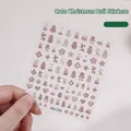 3D embossed Christmas nail sticker sheet featuring brown snowflakes and gingerbread man designs - Christmas Series (Aha-076)