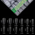 Frosted water drop nail tips set with 12 sizes and 500 pieces shown with dimensions - New Water Drop / 500 Pcs / Frosted