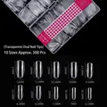 Transparent oval artificial nail tips set with 10 different sizes for professional manicure - Oval / 500 Pcs / Clear