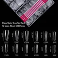 Clear water-drop fake nail tips set with 12 various sizes and 500 pieces for nail extensions - New Water Drop / 500 Pcs / Clear