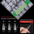 Professional size #2 matte transparent stiletto false nail tips in a 300-piece storage box - Long Stiletto / #2 Size (Approx. 300 Pieces/Pack) / Frosted