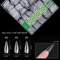 Professional clear long water drop shaped nail tips set with storage box 408 pieces - Long Stiletto / #3 Size (Approx. 408 Pieces/Pack) / Frosted