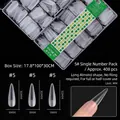 Professional long water drop clear nail tips box set for salon extensions and DIY art - Long Stiletto / #5 (Approx. 408 Pieces/Pack) / Frosted