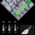 Professional matte clear stiletto nail tips, 408pcs size 6 long teardrop nail extensions - Long Stiletto / #6 (Approx. 408 Pieces/Pack) / Frosted