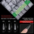 Long water drop transparent false nail tips size #9, set of 408 pieces in storage box - Long Stiletto / #9 (Approx. 408 Pieces/Pack) / Frosted