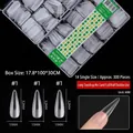 Transparent long water-drop false nail tips 300pcs set with 32mm by 11mm dimensions - Long Stiletto / #1 (Approx. 300 Pieces/Pack) / Frosted