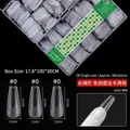 Transparent long coffin false nail tips #0 size 300 pieces pack - Long Coffin / #0 (Approx. 300 Pieces/Pack) / Frosted