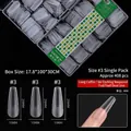 Clear extra thin long coffin nail tips size #3, 408 pieces for full or half cover - Long Trapezoid (3#) / 408 Pieces/Pack / Frosted