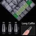 Frosted long coffin shape nail tips size #4 measuring 28x10mm in a set of 408 pieces - Long Trapezoid (4#) / 408 Pieces/Pack / Frosted