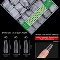 Translucent long coffin shape false nail tips for nail salon, size #5, 408pcs value pack - Long Trapezoid (5#) / 408 Pieces/Pack / Frosted