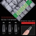 Long trapezoid clear nail tips size #6 in bulk 408 pieces storage box - Long Trapezoid (6#) / 408 Pieces/Pack / Frosted
