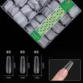 Size 8 long coffin clear nail tips, 408pcs thin transparent trapezoid fake nails - Long Trapezoid (8#) / 408 Pieces/Pack / Frosted