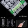 Long transparent coffin nail tips, size #9 bulk pack of 408 pcs with storage box - Long Trapezoid (9#) / 408 Pieces/Pack / Frosted