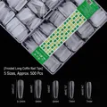 Matte long trapezoid false nail tips with dimensions in 5 sizes, 500pcs set - Long Trapezoid (5 Sizes) / 500 Pcs / Frosted