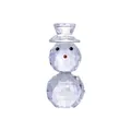 Squisita statuina pupazzo di neve in cristallo trasparente sfaccettato con naso rosso e cappello - Pupazzo di neve con cappello bianco / 30x65mm